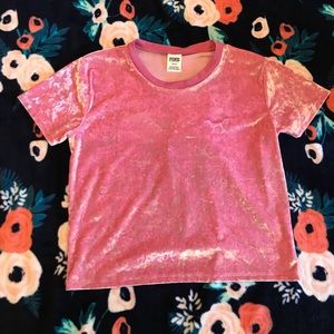PINK velvet Cropped T-shirt